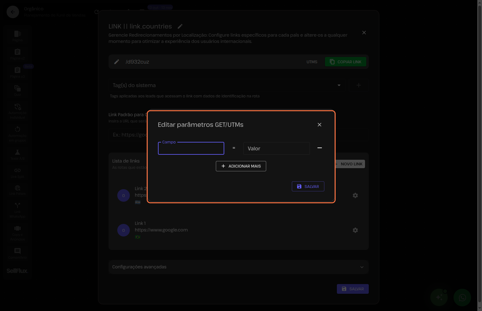 Funil de vendas - Link Países