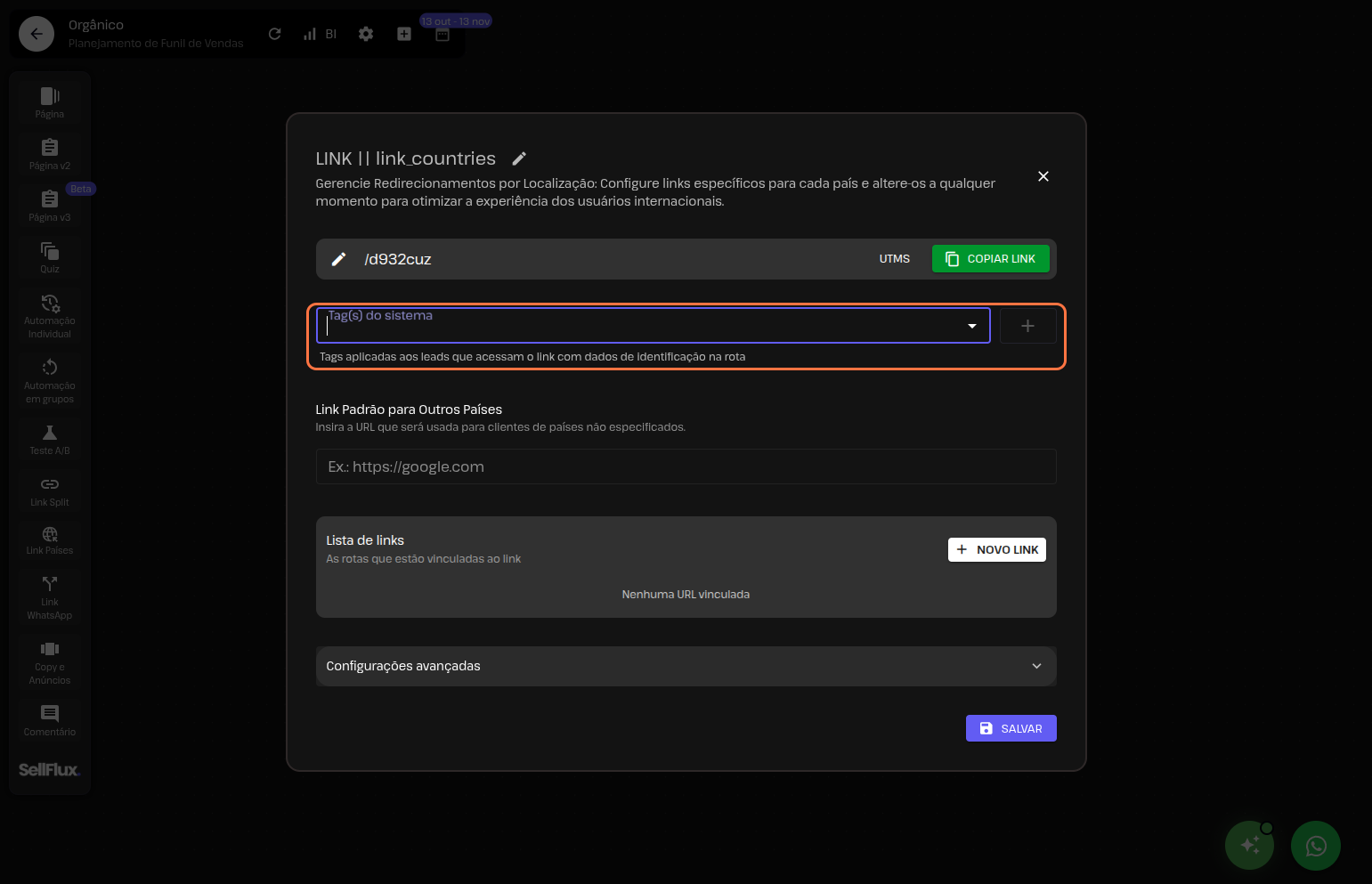 Funil de vendas - Link Países