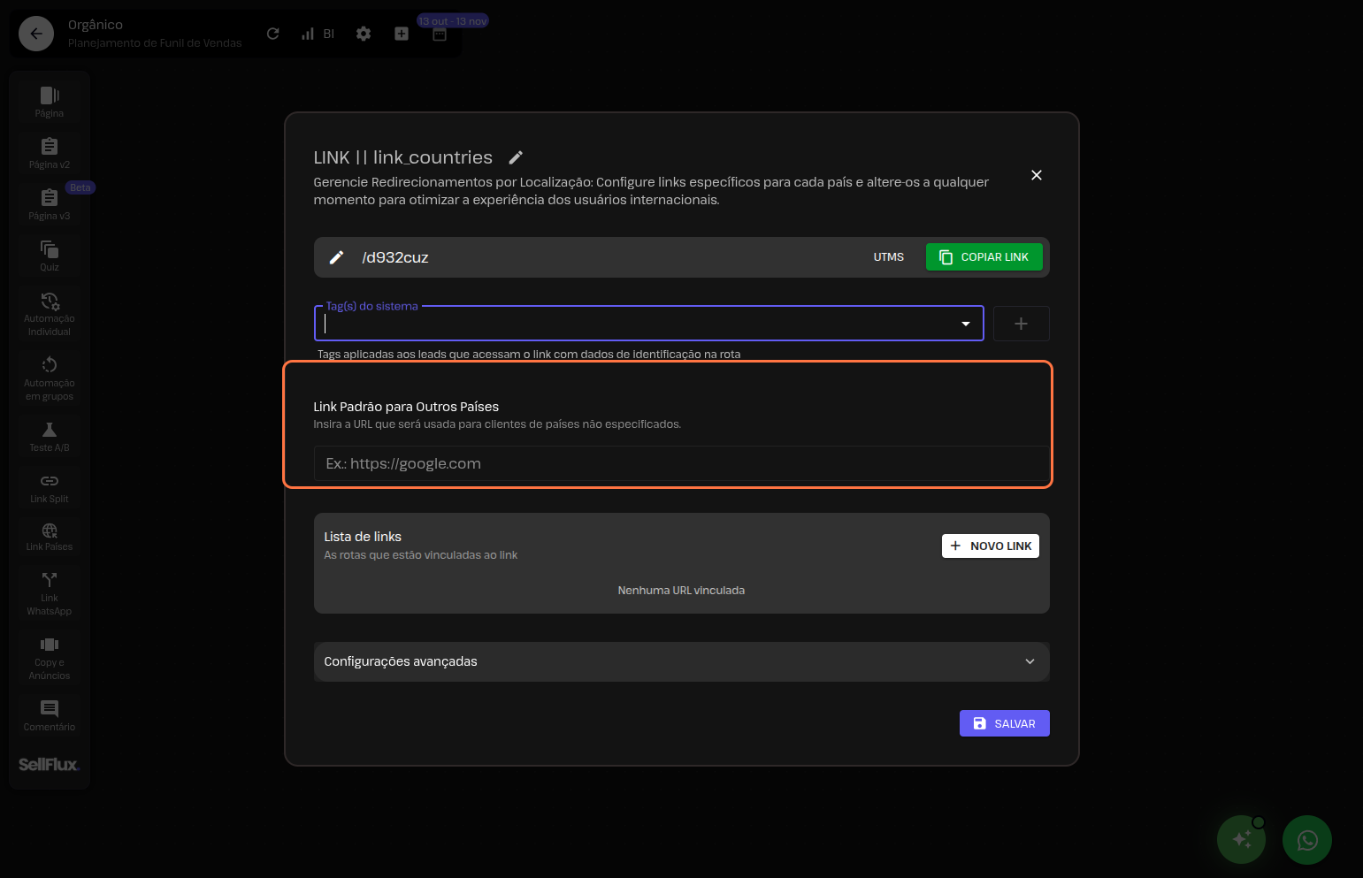 Funil de vendas - Link Países