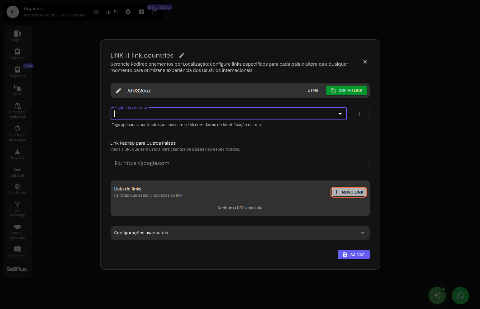 Funil de vendas - Link Países