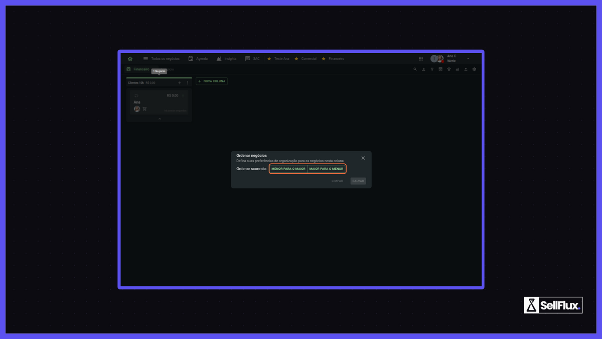 Configurando o CRM da SellFlux