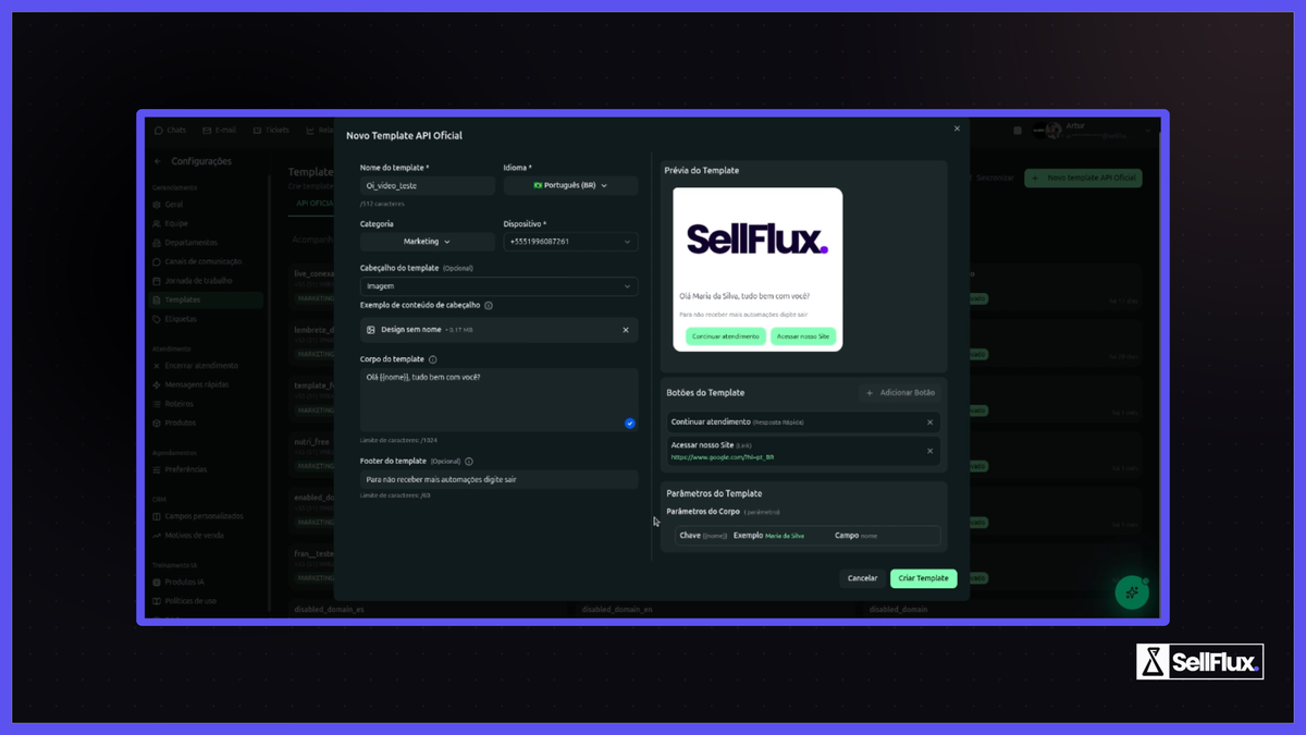 Nova interface de templates da API Oficial no SAC: Como configurar