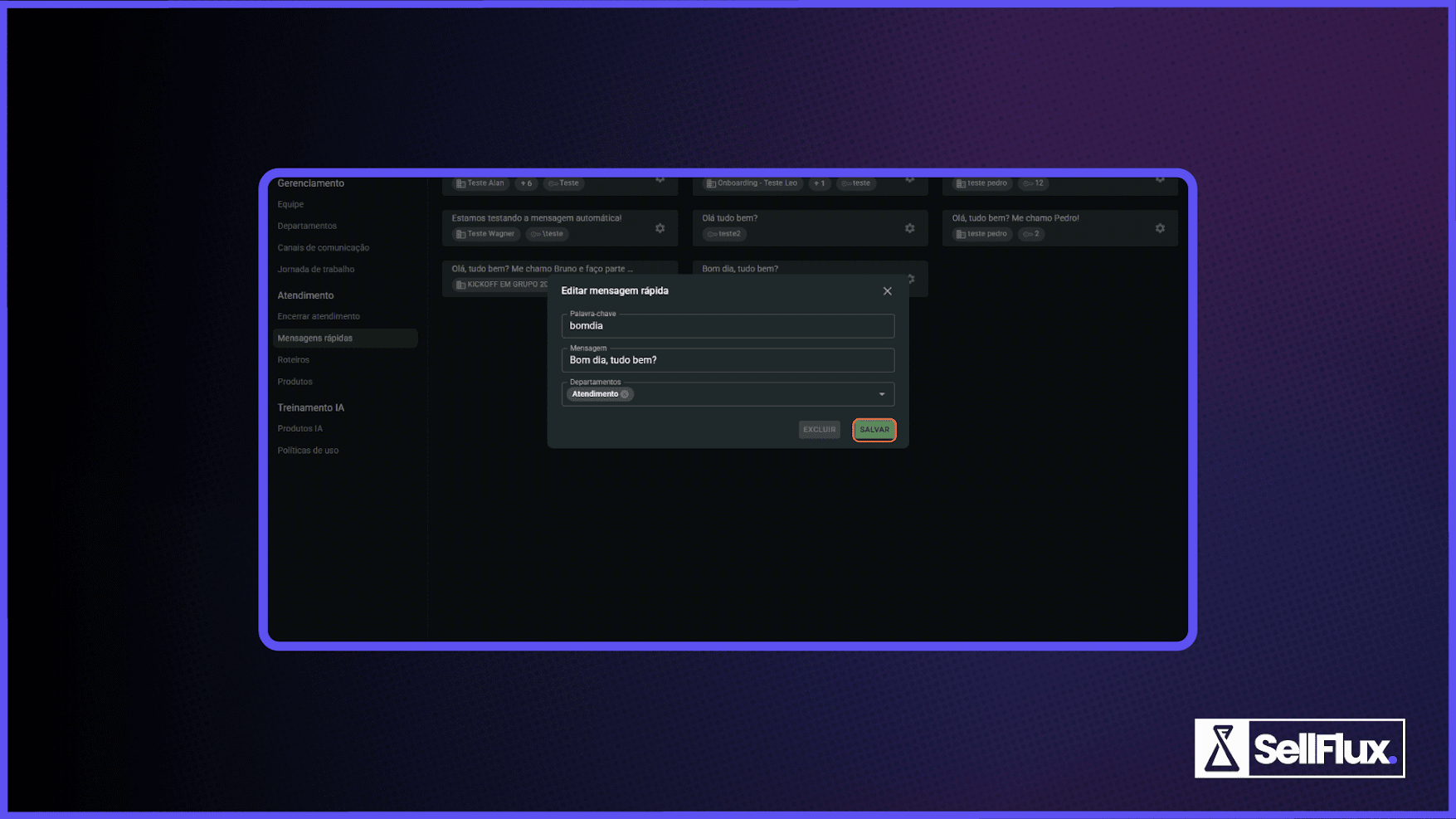 SellFlux - Criando mensagens rápidas no SAC