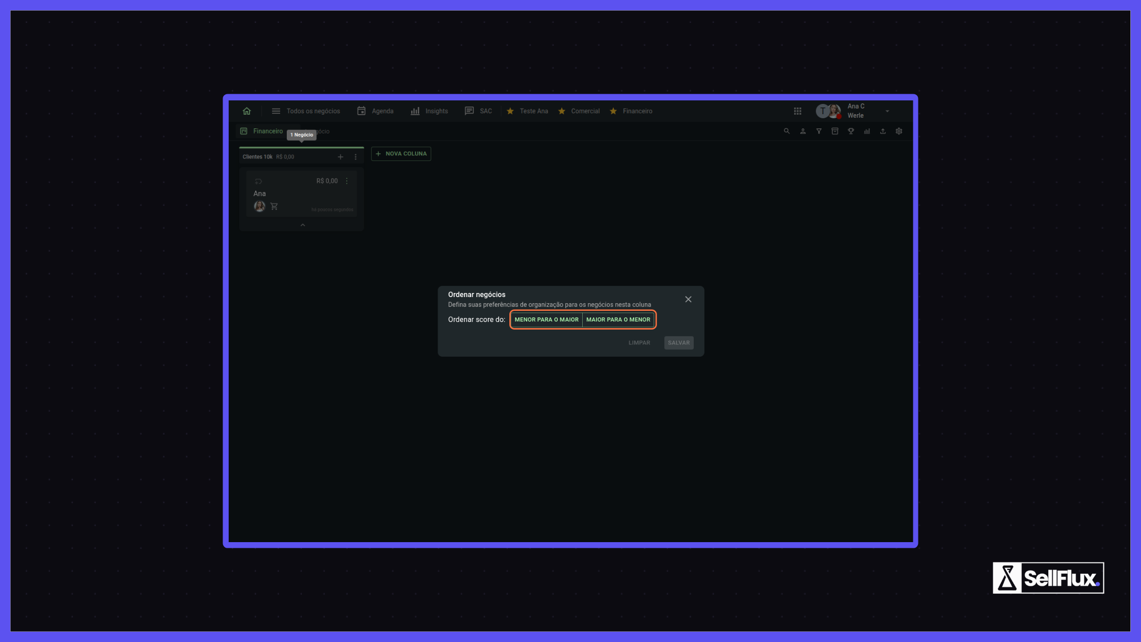 Configurando o CRM da SellFlux