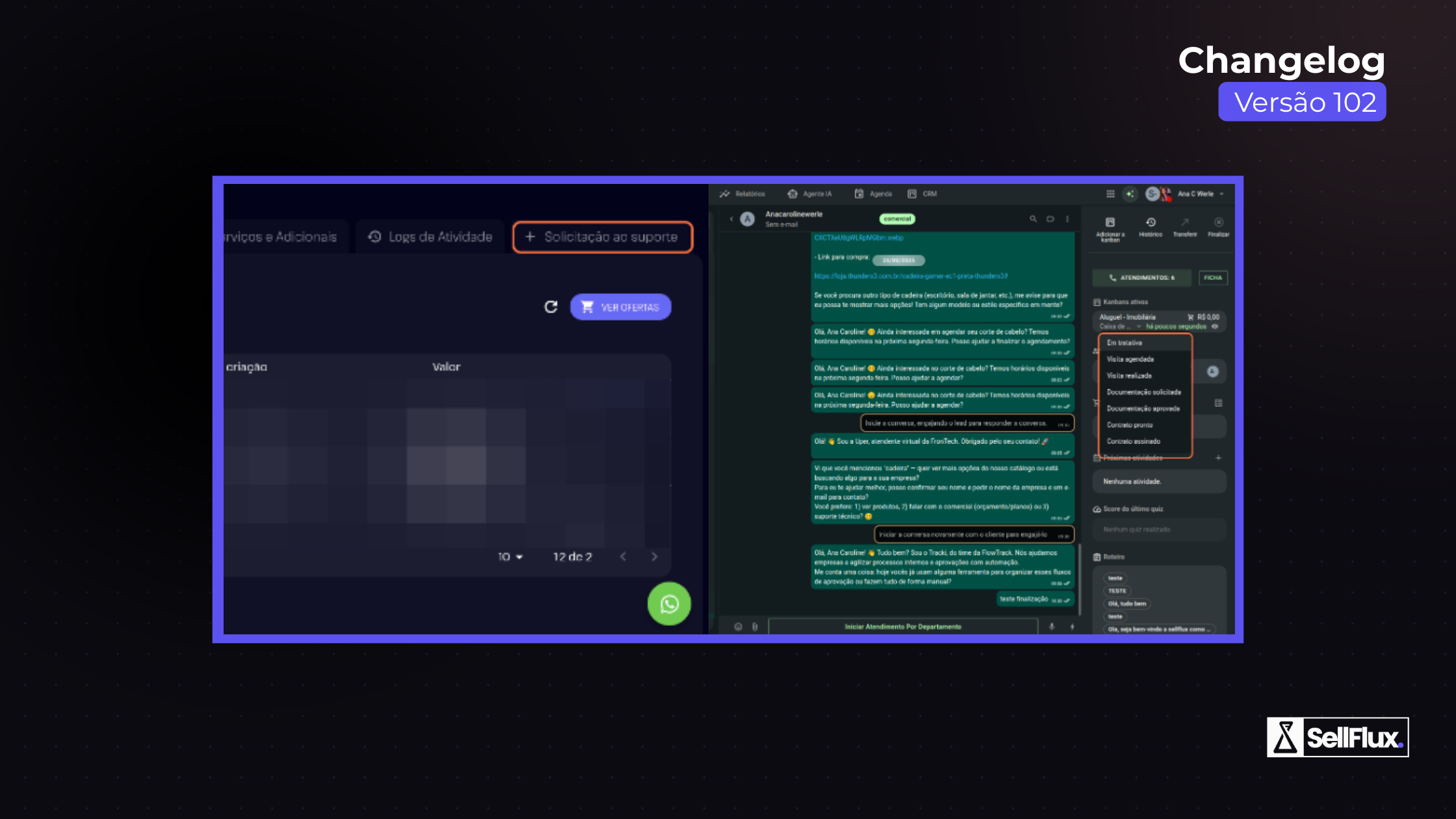 SellFlux - Atualizações da Plataforma: Versão 102